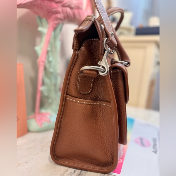 Dooney & Bourke Double Pocket Tote Brown Pebbled Leather - Picture 3 of 12